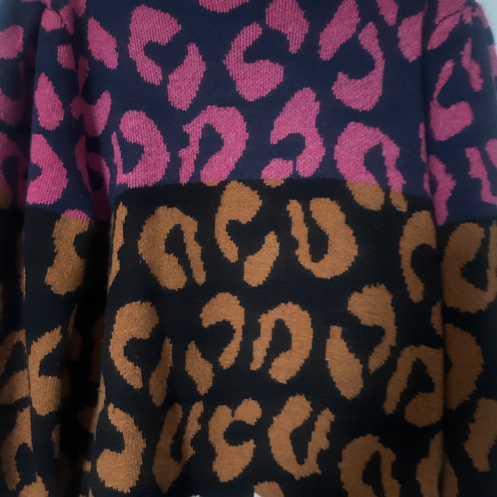 Farm Rio Colorful Leopard Print Women's Sweater L - Picture 3 of 4